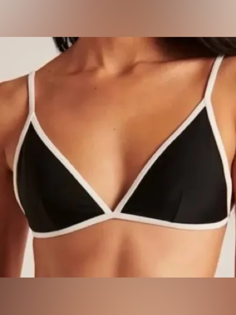 Abercrombie & Fitch Black Triangle Bikini Top with White Trim